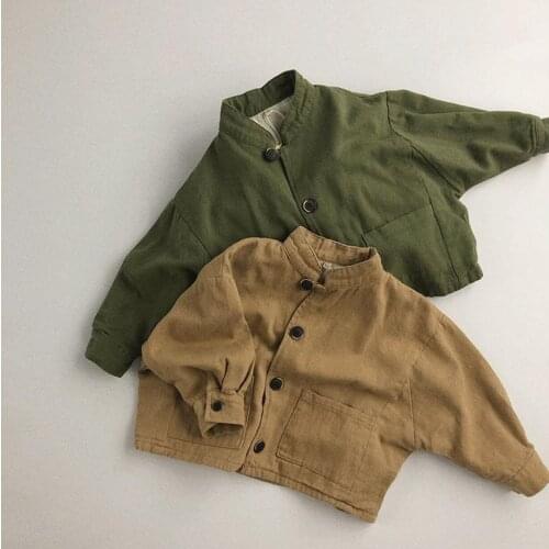 2021 new style girls boys cotton full sleeve plaid coat autumn kids jacket