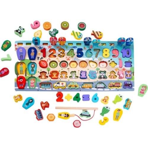 Montessori Educational Wooden Toy For Kids Board Magnetic Math Fishing Count Numbers Matching Shape Early Learning Children Toys