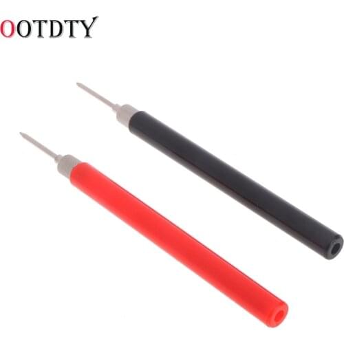 OOTDTY 2pcs Spring Test Probe Tip Insulated Hook Wire Connector Lead Pin for Multimeter Stainless Steel Needle Test Leads Pin
