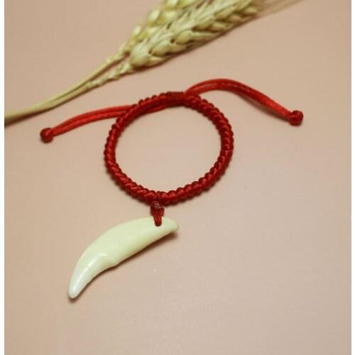 Hand woven auspicious evil red string Charm Bracelet men women wolf tooth Bracelet Fashion friendship jewelry