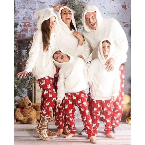 New Lovely Family Matching Christmas Pajamas Christmas Men Women Kids Sleepwear Parent-child Autumn Winter Warm Clothes