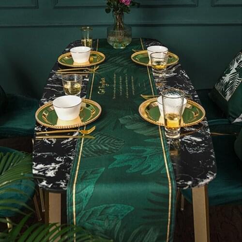 Nordic Style Table Runner Modern Home Decoration Dining Table Runner Green Blue Tablecloth Luxury Plant Printing Cabinet Cover