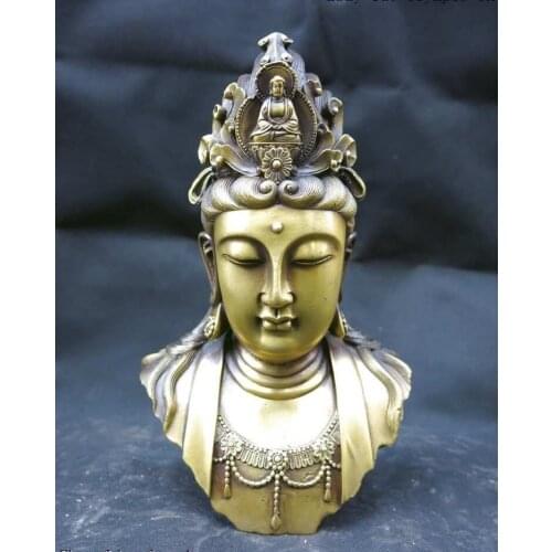 8' Chinese brass beautifully Kwan-yin Bodhisattva buddha caput sculpture statue 50