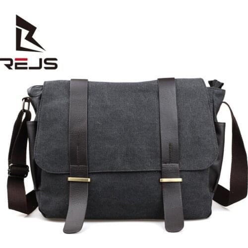 REJS LANGT Casual Messenger Bag Men Pu Leather Shoulder Bags Retro Design Crossbody Bag Anti-Theft Travel Bandolera Hombre SAC