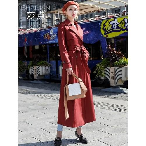 Temperament Fashion Windbreaker Coat Womens Spring and Autumn Long 2021 New Slim Suit Collar Drape Windbreaker