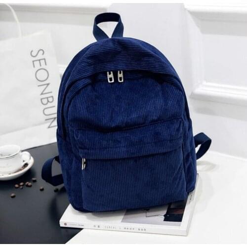 Corduroy Ladies Backpack Pure Color Ladies Backpack 2020 new Large Capacity Multifunctional Student Backpack