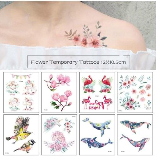 Butterfly Temporary Tattoos for Women Kid Hand Face Flower Flamingo UnicornTattoo Sticker Body Art Waterproof Arm Fake Tattoo
