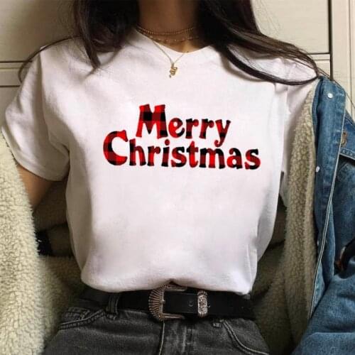 Merry Christmas Womens T-shirt Christmas Tree Graphic Print Short Sleeve Top Modal Round Neck Short Sleeve Womens T-shirt Top