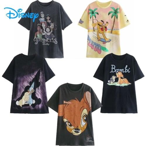 Disney T-Shirt Women 2020 Summer O-Neck Short Sleeve Tinkerbell Fairy Cartoon Tshirt Women Vintage Casual Streetwear Tee Tops