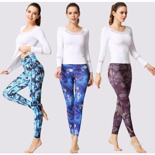 Women Fitness Yoga Pants Slim High waist Sport Leggings Gym Elastic Romantic Printed Long Tights for Running Tummy Control