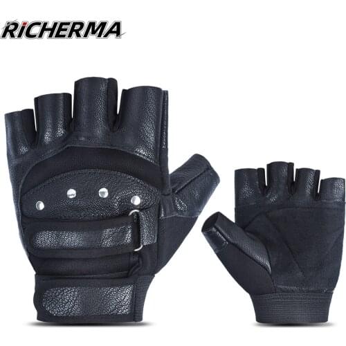 Goth Motorcycle Gloves Leather Black Summer Cycling Gloves Fashion Non-Slip Women Motorbike Gloves For Work Fishing Bicycle