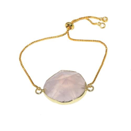 New Style Fashion Jewelry Irregular stone charm bracelet femme 2019 natural Rose Crystal quartz chain bracelet women