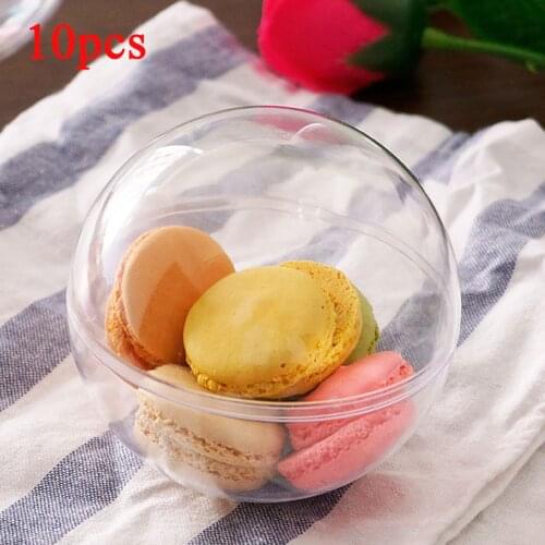 10pcs 500ml Transparent Ball Shape Plastic Cake Box Cake Container Plastic Ball Transparente Ball Gift Box For Bakery Shop Party