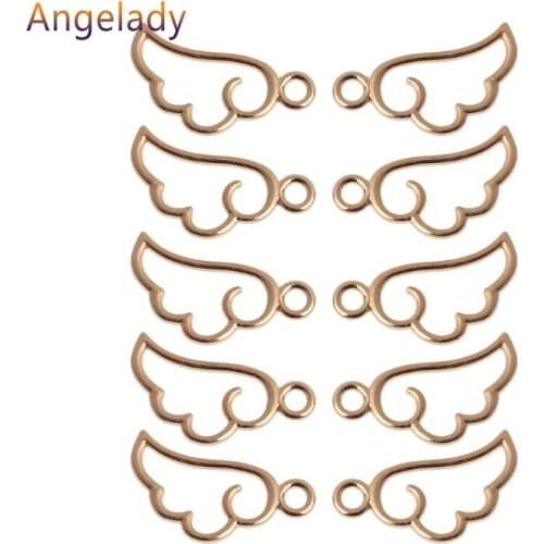 10Pcs Angel Wing Metal Frame Pendant Open Bezel Setting UV Resin Jewelry Charm JUL3