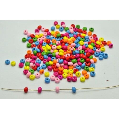 1000 Mixed Bright Color 4mm Round Wood Beads~Wooden