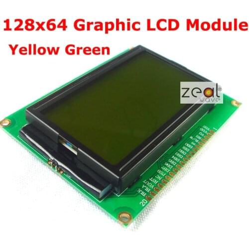 128x64 12864 128*64 Graphic Dot Matrix LCD Module Yellow Green LED Backlight ST7920 Free Shipping