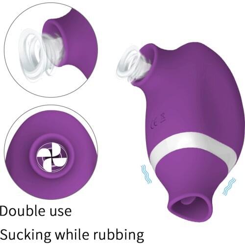 2-in-1 Sucking Vibrator G spot Stimulation Tongue Vibrators Silicone Breast Nipple Sucker Clitoris Licking Vibrator Oral Sex Toy
