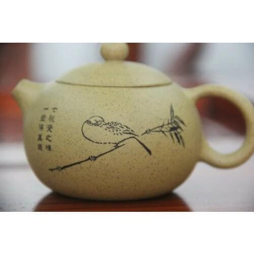 2017 Hot sales yixing teapot clay Authentic famous handmade teapot Chinese Tea Set Xi Shi teapot carved bird
