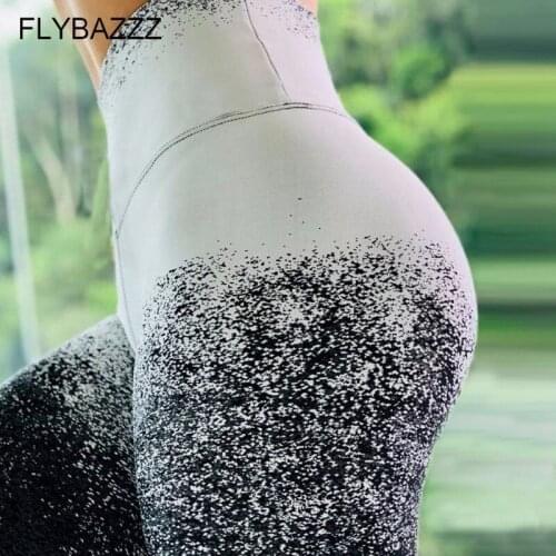 2019 Stretchy Gym Tights Energy Ombre Seamless Leggings Tummy Control Yoga Pants High Waist Sport Leggings Running Pants Women