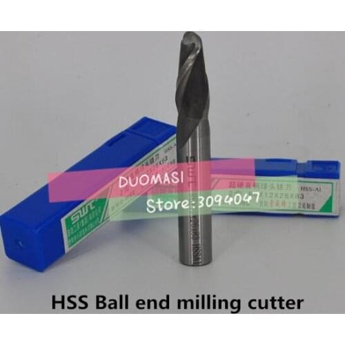 Free shipping 1PCS R8.5 high speed steel ball end milling cutter, straight shank white steel cutter, R alloy milling cutter