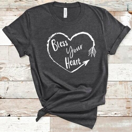 Bless your heart Christian shirt Harajuku Pray Streetwear Letter Cotton Female Clothing O Neck Short Sleeve Tees Drop shipping