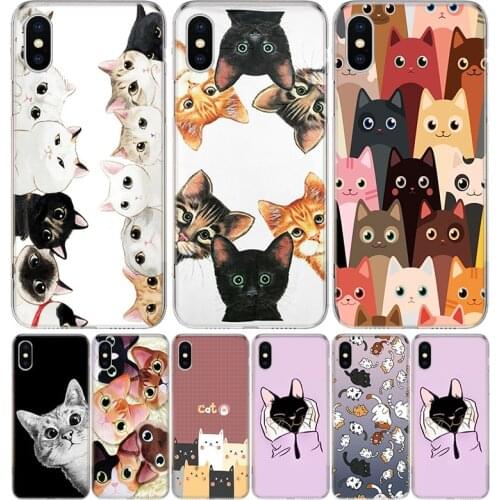 Cat Cute Kitten Catling Cover Phone Case For Iphone 11 12 13 Pro Max 6 X 8 6S 7 Plus XS + XR 5S SE Art Customized Coque Capa She