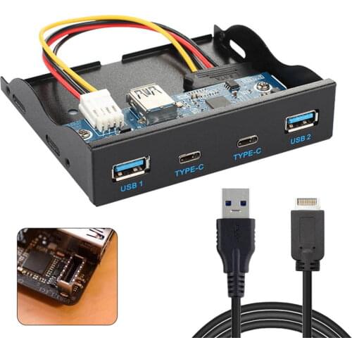 Chenyang USB 3.0 HUB 4 Ports & USB-C Front Panel Motherboard to USB 3.1 Front Panel Header Cable Cord for 3.5" Floppy Bay