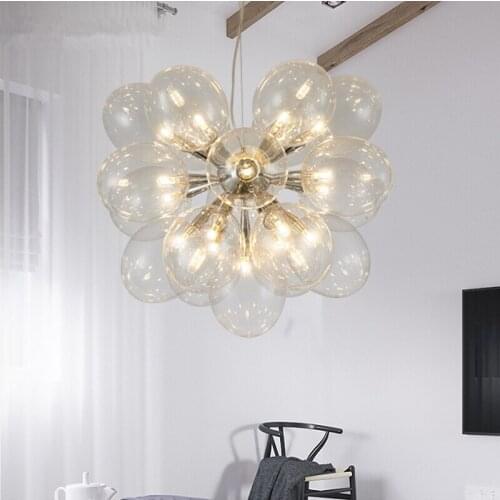 Diameter 62cm Post Modern 19 Light Dia62cm Led G4 Pendant Chandelier Dandelion Clear Bubble Plate Chrome / Gold Led Chandelier