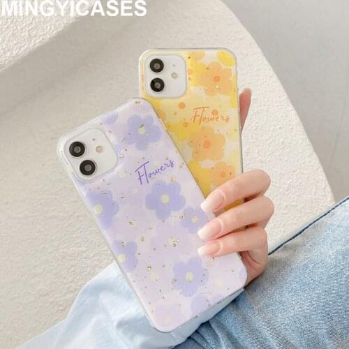 Epoxy TPU Coque for Iphone 12 Case Fresh Flower Silver Foil Cases for Iphone 11 Pro Max 7 8 Plus Xr Xs Max X SE 2020 Soft Cover