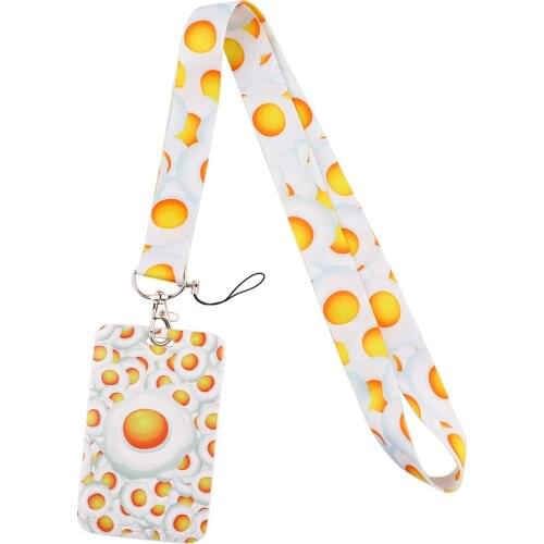 ER1183 Poached Egg Lanyard Card ID Holder Car KeyChain ID Card Pass Gym Mobile Phone Badge Kids Key Ring Holder Jewelry