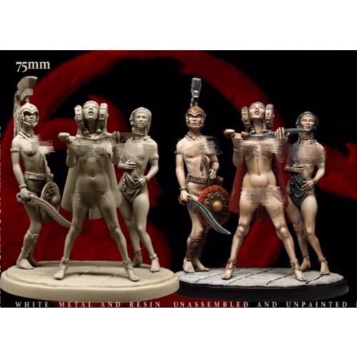 75mm Resin Model Figure GK , 3 Figure , Unassembled and unpainted kit