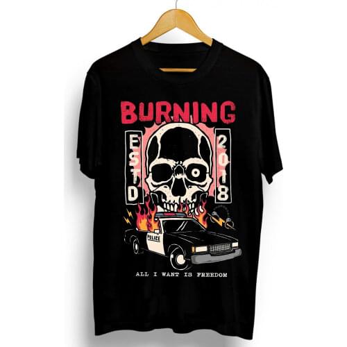 Rock T Shirt Men Casual Harajuku Tees Oversize Funny Car Illustration Printing Male T-Shirt Summer 2021 New Punk Hip Hop Clothes