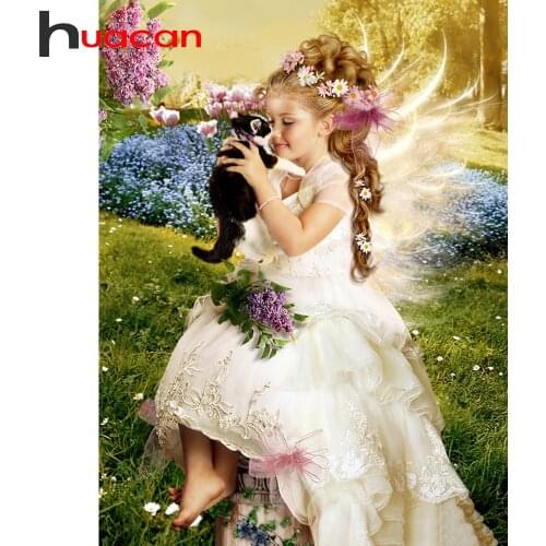 Huacan 5d DIY Diamond Painting Girl Full Square&Round Portrait Diamond Embroidery Decoration Home