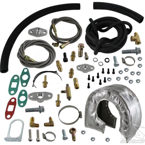 T3 T4 Complete Turbo Oil Line Inlet Drain Return Kit + T4 Blanket Heat Cover TA