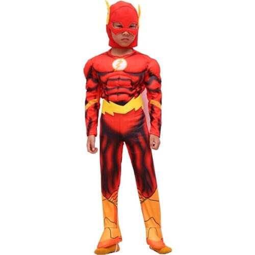 Hot 2018 The Flash Muscle Superhero Fancy Dress Kids Fantasy Comics Movie Carnival Party Halloween Cosplay Costumes