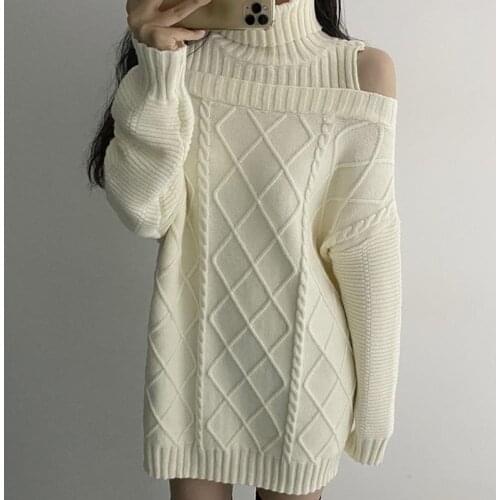 Fashion off-the-shoulder sweater dress women winter high-neck high-elastic twist knitted dress women one piece knitted mini dres