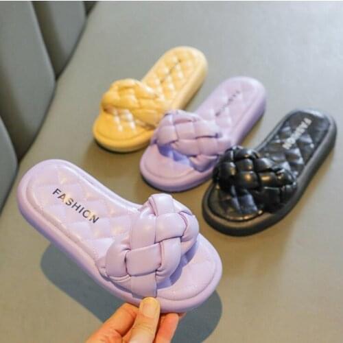 2021 Summer New Childrens Knitted Fashion Casual Single Shoes Girls Non-slip Breathable Childrens Shoes Girls Slippers