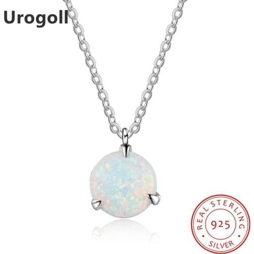 Brand New Genuine 925 Sterling Silver Fine Jewelry White Opal Trendy Pendant Necklaces For Women Anniversary Jewelry Gifts
