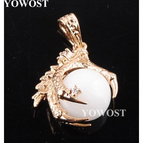 Wholesale 5Pcs/Lot White Jade Stone Pendants Dragon Claw Charm Round Ball Bead Crystal Reiki Chakra Jewelry QN3102