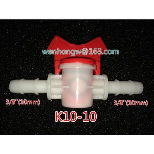 Wholesale(50 pcs/lot)K10-10 Plastic Irrigation Valve switch for PVC PEX pipe,10mm Equal Barbed Mini Valve Acetal POM (DVP10.10R)