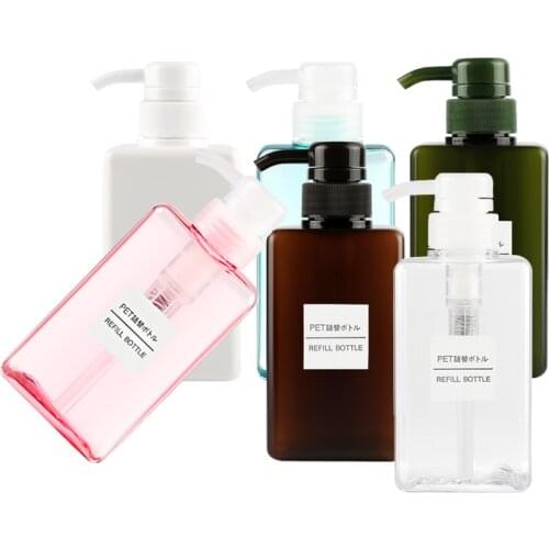 450ml X 12 square cream lotion pump plastic bottle for personal care packaging,empty 450cc shower gel dispenser bottle container