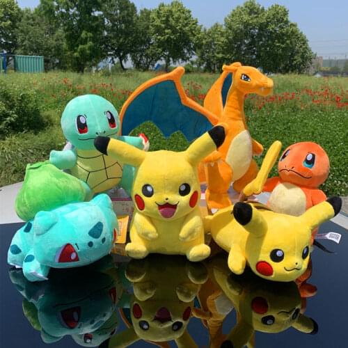 HQ Pokemon Plush Toy With Tag Charmander Squirtle Bulbasaur Eevee Pikachued Peluche Doll Anime Stuffed Toy Gift for Children