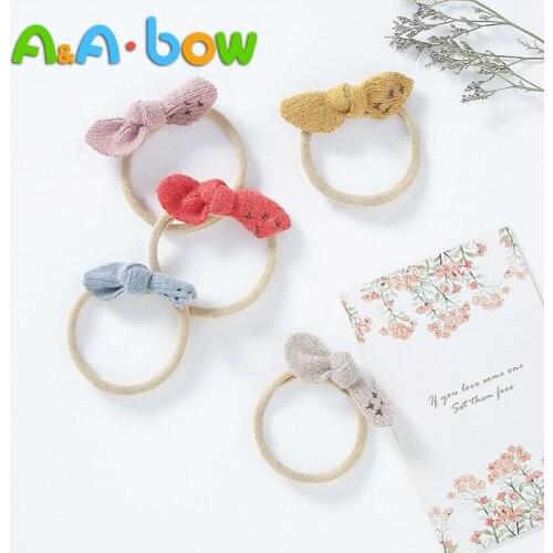 1 pcs Baby Girl Elastic Headbands Nylon Hair Accessories Elastic Cute Bow Hair Band lovely Bowknot Headbands headwear for Babies