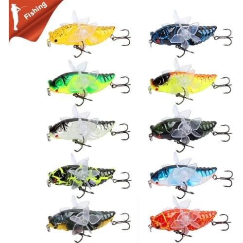 Cicada Whopper Topwater Popper Fishing Lures 7.5cm 15.5g Artificial Bait Wobblers Rotating Double Propeller Trolling Tackle