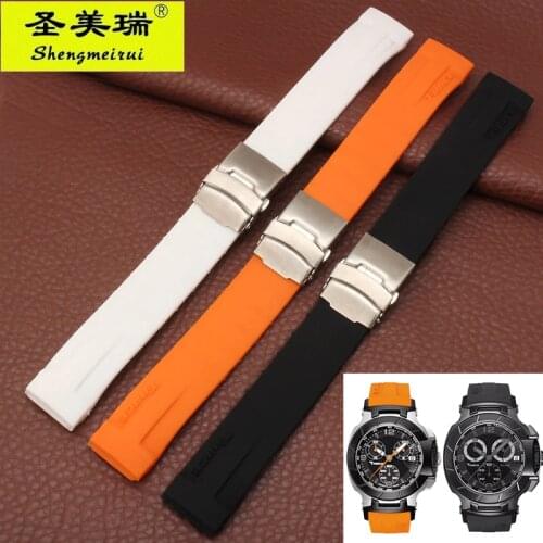 21MM silicone strap for t-race motorcycle racing series T048 black, orange, white waterproof strap