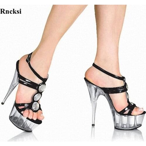 Rncksi New Clear 6 Inch High Heel Platform Sandals 15cm High-Heeled Platform Shoes Sexy Dance Shoes Sandals Performance Shoes