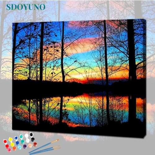 SDOYUNO 40x50cm Acrylic Paint By Numbers Landscape Oil Painting By Numbers On Canvas Scenery Frameless DIY Home Decor Gift
