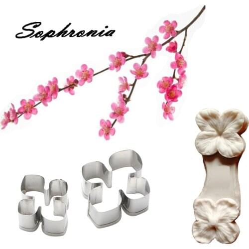 Plum Blossom Petal Veiner &Cutter Silicone Mold Fondant Mould Cake Decorating Tools Chocolate Gumpaste,Sugarcraft Mold CS281