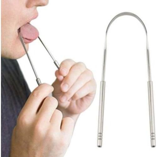 Stainless Steel Tongue Scraper Tongue Cleaner Brush Fresh Breath Cleaning Coated Tongue Toothbrush Oral Hygiene Care Tools