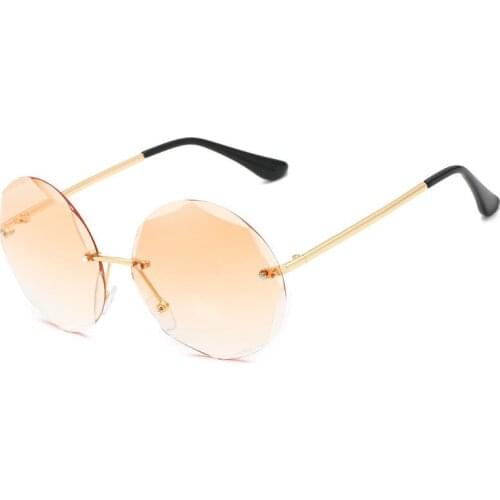 Vintage Diamond Cutting Rimless Sunglasses Women Luxury Round UV400 Eyeglasses for Men Goggles Gafas Oculos Shades 28042X